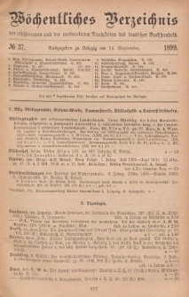 Wöchentliches Verzeichnis der erschienenen und der vorbereiteten Neuigkeiten des deutschen Buchhandels. No.37