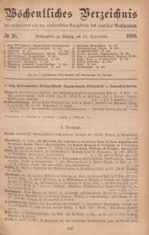 Wöchentliches Verzeichnis der erschienenen und der vorbereiteten Neuigkeiten des deutschen Buchhandels. No.38