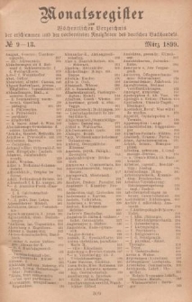 Monatsregister zum Wöchentliches Verzeichnis der erschienenen und der vorbereiteten Neuigkeiten des deutschen Buchhandels. No. 9 - 13