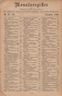 Monatsregister zum W&ouml;chentliches Verzeichnis der erschienenen und der vorbereiteten Neuigkeiten des deutschen Buchhandels. No. 49 - 52
