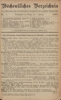 Wöchentliches Verzeichnis der erschienenen und der vorbereiteten Neuigkeiten des deutschen Buchhandels. No.1