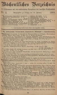 Wöchentliches Verzeichnis der erschienenen und der vorbereiteten Neuigkeiten des deutschen Buchhandels. No.2