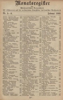 Monatsregister zum Wöchentliches Verzeichnis der erschienenen und der vorbereiteten Neuigkeiten des deutschen Buchhandels. No. 5 - 8