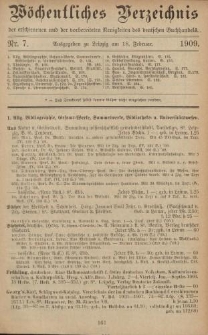 Wöchentliches Verzeichnis der erschienenen und der vorbereiteten Neuigkeiten des deutschen Buchhandels. No.7