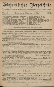 Wöchentliches Verzeichnis der erschienenen und der vorbereiteten Neuigkeiten des deutschen Buchhandels. No.10