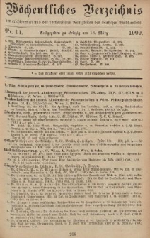 Wöchentliches Verzeichnis der erschienenen und der vorbereiteten Neuigkeiten des deutschen Buchhandels. No.11