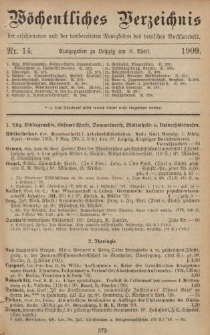Wöchentliches Verzeichnis der erschienenen und der vorbereiteten Neuigkeiten des deutschen Buchhandels. No.14