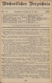 Wöchentliches Verzeichnis der erschienenen und der vorbereiteten Neuigkeiten des deutschen Buchhandels. No.16