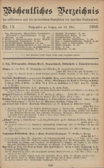 Wöchentliches Verzeichnis der erschienenen und der vorbereiteten Neuigkeiten des deutschen Buchhandels. No.19