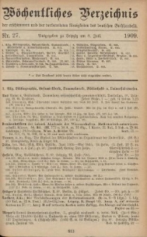 Wöchentliches Verzeichnis der erschienenen und der vorbereiteten Neuigkeiten des deutschen Buchhandels. No.27