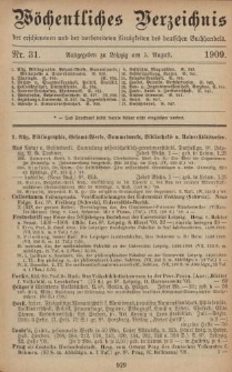 Wöchentliches Verzeichnis der erschienenen und der vorbereiteten Neuigkeiten des deutschen Buchhandels. No.31