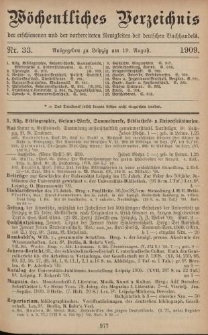 Wöchentliches Verzeichnis der erschienenen und der vorbereiteten Neuigkeiten des deutschen Buchhandels. No.33