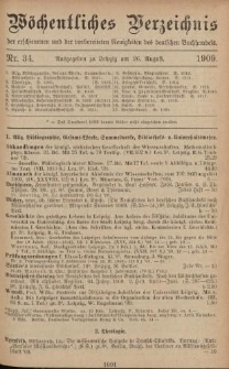 Wöchentliches Verzeichnis der erschienenen und der vorbereiteten Neuigkeiten des deutschen Buchhandels. No.34
