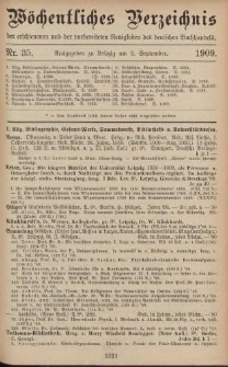 Wöchentliches Verzeichnis der erschienenen und der vorbereiteten Neuigkeiten des deutschen Buchhandels. No.35