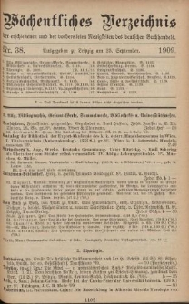 Wöchentliches Verzeichnis der erschienenen und der vorbereiteten Neuigkeiten des deutschen Buchhandels. No.38