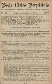 Wöchentliches Verzeichnis der erschienenen und der vorbereiteten Neuigkeiten des deutschen Buchhandels. No.40