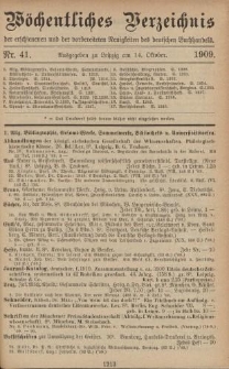 Wöchentliches Verzeichnis der erschienenen und der vorbereiteten Neuigkeiten des deutschen Buchhandels. No.41
