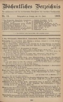 Wöchentliches Verzeichnis der erschienenen und der vorbereiteten Neuigkeiten des deutschen Buchhandels. No.23