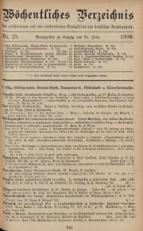 Wöchentliches Verzeichnis der erschienenen und der vorbereiteten Neuigkeiten des deutschen Buchhandels. No.25