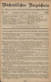 Wöchentliches Verzeichnis der erschienenen und der vorbereiteten Neuigkeiten des deutschen Buchhandels. No.49