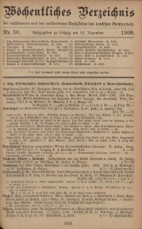 Wöchentliches Verzeichnis der erschienenen und der vorbereiteten Neuigkeiten des deutschen Buchhandels. No.50