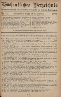 Wöchentliches Verzeichnis der erschienenen und der vorbereiteten Neuigkeiten des deutschen Buchhandels. No.51