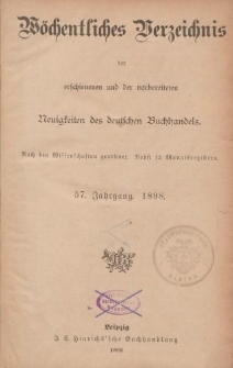 Wöchentliches Verzeichnis der erschienenen und der vorbereiteten Neuigkeiten des deutschen Buchhandels. No.1