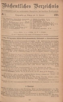 Wöchentliches Verzeichnis der erschienenen und der vorbereiteten Neuigkeiten des deutschen Buchhandels. No.2