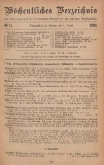 Wöchentliches Verzeichnis der erschienenen und der vorbereiteten Neuigkeiten des deutschen Buchhandels. No.14