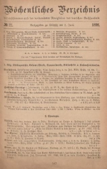 Wöchentliches Verzeichnis der erschienenen und der vorbereiteten Neuigkeiten des deutschen Buchhandels. No.22