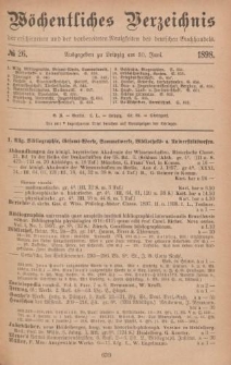 Wöchentliches Verzeichnis der erschienenen und der vorbereiteten Neuigkeiten des deutschen Buchhandels. No.26