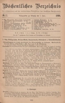 Wöchentliches Verzeichnis der erschienenen und der vorbereiteten Neuigkeiten des deutschen Buchhandels. No.27
