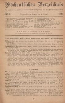 Wöchentliches Verzeichnis der erschienenen und der vorbereiteten Neuigkeiten des deutschen Buchhandels. No.31