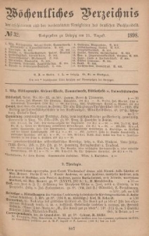 Wöchentliches Verzeichnis der erschienenen und der vorbereiteten Neuigkeiten des deutschen Buchhandels. No.32