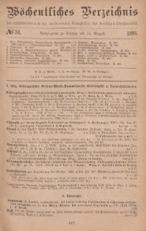 Wöchentliches Verzeichnis der erschienenen und der vorbereiteten Neuigkeiten des deutschen Buchhandels. No.34