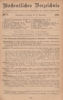 Wöchentliches Verzeichnis der erschienenen und der vorbereiteten Neuigkeiten des deutschen Buchhandels. No.38