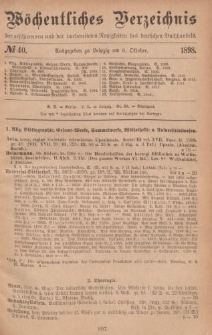 Wöchentliches Verzeichnis der erschienenen und der vorbereiteten Neuigkeiten des deutschen Buchhandels. No.40