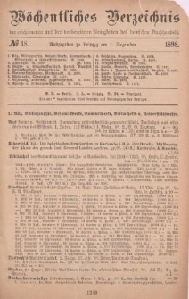W&ouml;chentliches Verzeichnis der erschienenen und der vorbereiteten Neuigkeiten des deutschen Buchhandels. No.48
