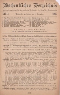 Wöchentliches Verzeichnis der erschienenen und der vorbereiteten Neuigkeiten des deutschen Buchhandels. No.48
