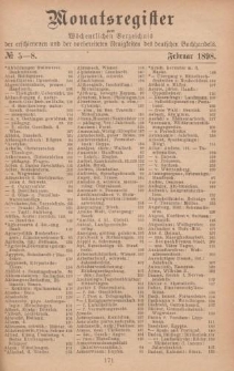 Monatsregister zum Wöchentliches Verzeichnis der erschienenen und der vorbereiteten Neuigkeiten des deutschen Buchhandels. No. 5 - 8