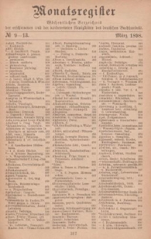 Monatsregister zum Wöchentliches Verzeichnis der erschienenen und der vorbereiteten Neuigkeiten des deutschen Buchhandels. No. 9 - 13