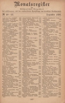 Monatsregister zum Wöchentliches Verzeichnis der erschienenen und der vorbereiteten Neuigkeiten des deutschen Buchhandels. No. 48 - 52