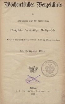 Wöchentliches Verzeichnis der erschienenen und der vorbereiteten Neuigkeiten des deutschen Buchhandels. No.1