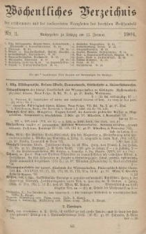 Wöchentliches Verzeichnis der erschienenen und der vorbereiteten Neuigkeiten des deutschen Buchhandels. No.3