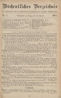 Wöchentliches Verzeichnis der erschienenen und der vorbereiteten Neuigkeiten des deutschen Buchhandels. No.4