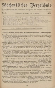 Wöchentliches Verzeichnis der erschienenen und der vorbereiteten Neuigkeiten des deutschen Buchhandels. No.5