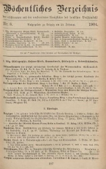 Wöchentliches Verzeichnis der erschienenen und der vorbereiteten Neuigkeiten des deutschen Buchhandels. No.8