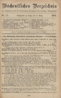 Wöchentliches Verzeichnis der erschienenen und der vorbereiteten Neuigkeiten des deutschen Buchhandels. No.13