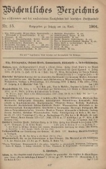 Wöchentliches Verzeichnis der erschienenen und der vorbereiteten Neuigkeiten des deutschen Buchhandels. No.15