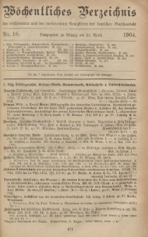 Wöchentliches Verzeichnis der erschienenen und der vorbereiteten Neuigkeiten des deutschen Buchhandels. No.16
